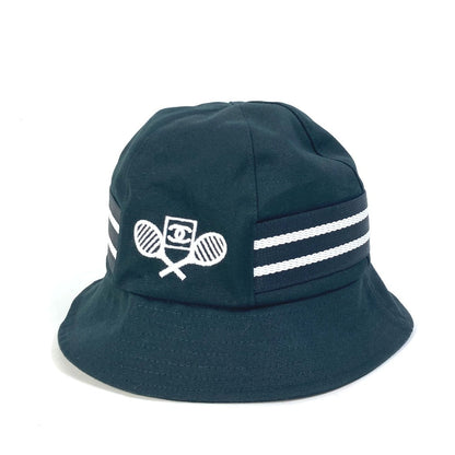 CHANEL hat cotton black sportssports Tennis CC COCO Mark Women Used