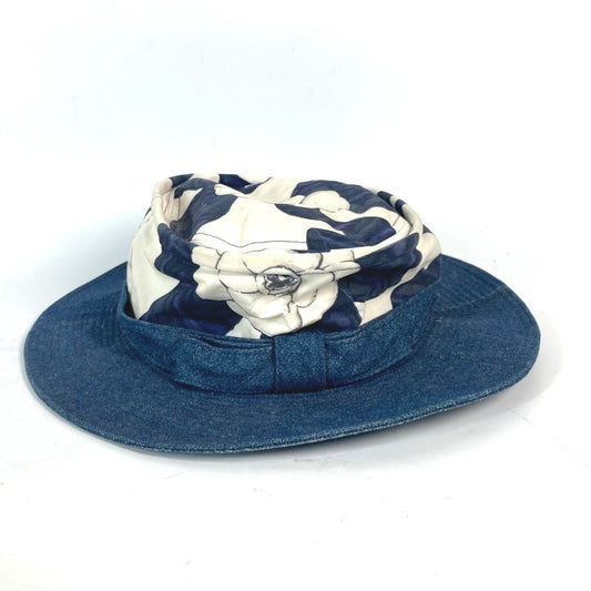 CHANEL hat canvas blue Ribbon Ribon Camellia logo denim Women 57 Used