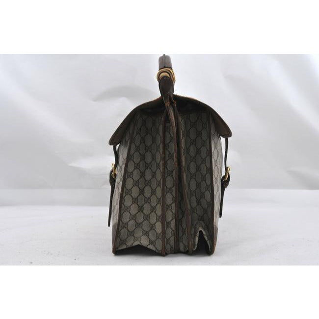 Gucci Tote W Guccissima Print Sherry Line XL Overnight Satchel Wide Stripe Brown G Logo