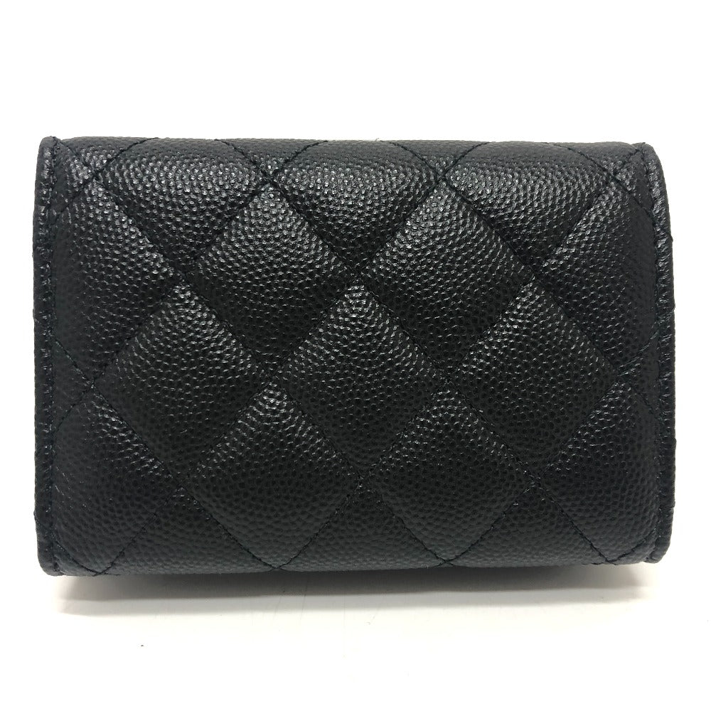 CHANEL Trifold wallet A84401 Caviar skin black COCO Mark Matrasse