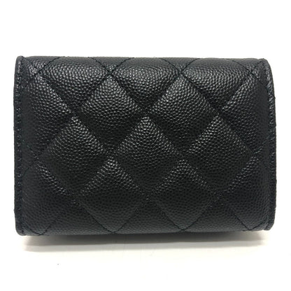 CHANEL Trifold wallet A84401 Caviar skin black COCO Mark Matrasse