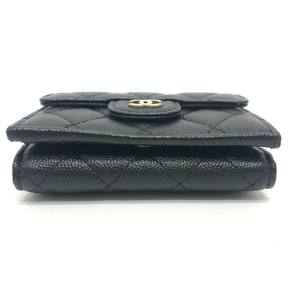 CHANEL Trifold wallet A84401 Caviar skin black COCO Mark Matrasse
