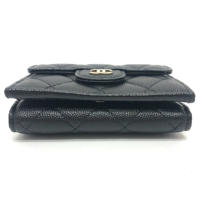 CHANEL Trifold wallet A84401 Caviar skin black COCO Mark Matrasse