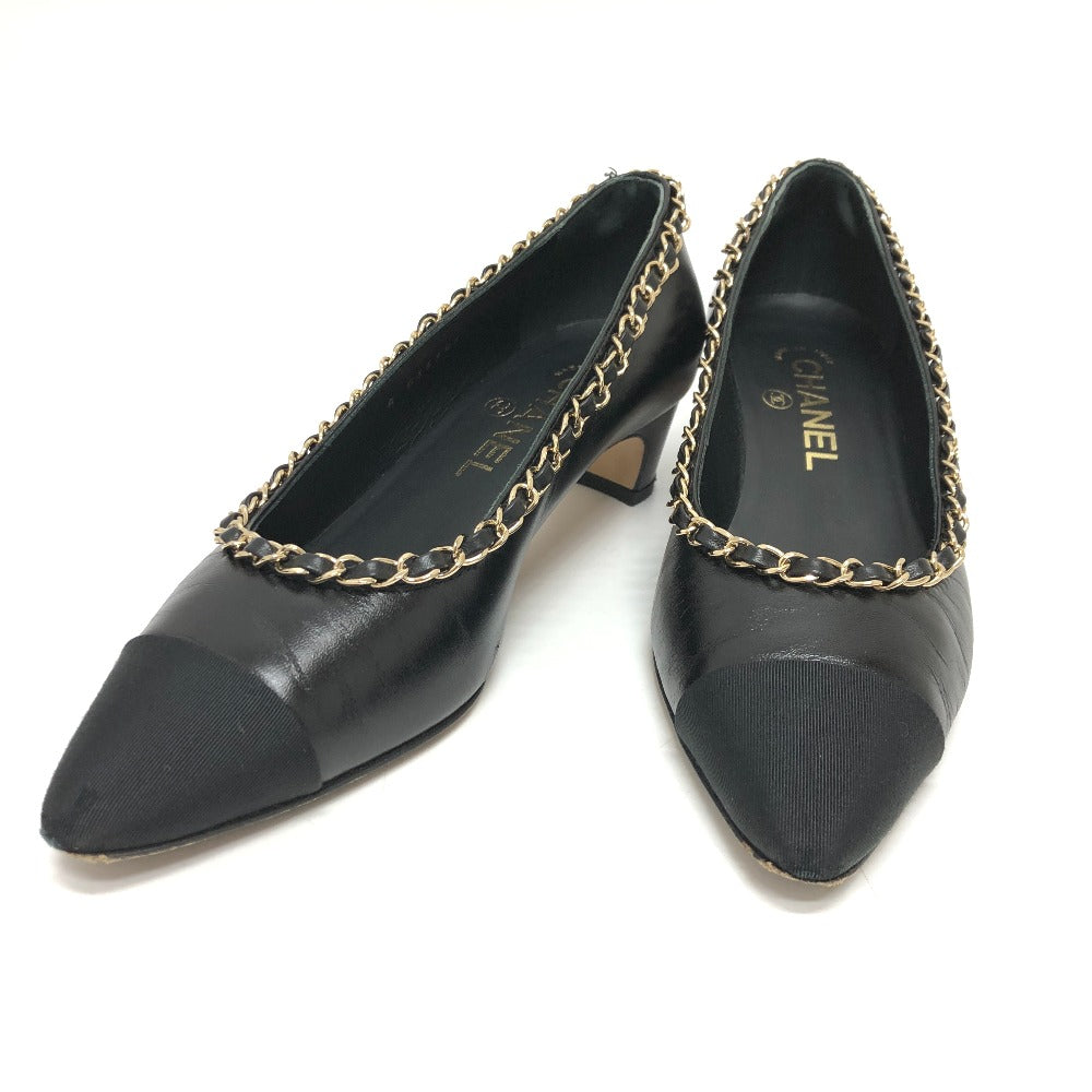 CHANEL pumps G35386 leather black 20C CC COCO Mark Chain 35  1/2
