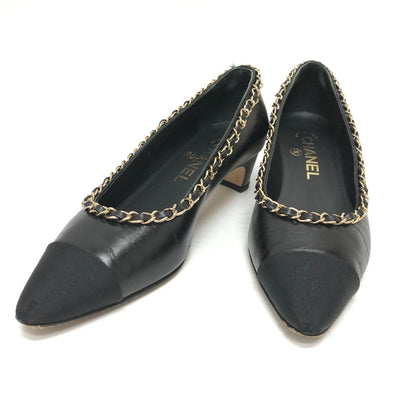 CHANEL pumps G35386 leather black 20C CC COCO Mark Chain 35  1/2