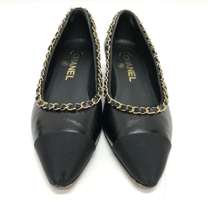 CHANEL pumps G35386 leather black 20C CC COCO Mark Chain 35  1/2