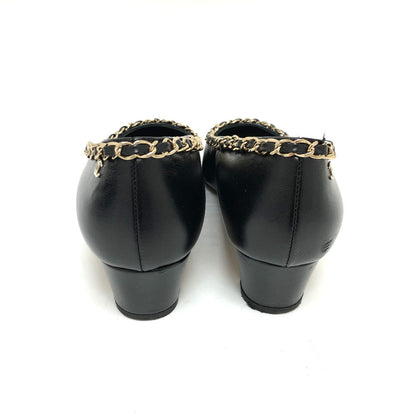 CHANEL pumps G35386 leather black 20C CC COCO Mark Chain 35  1/2