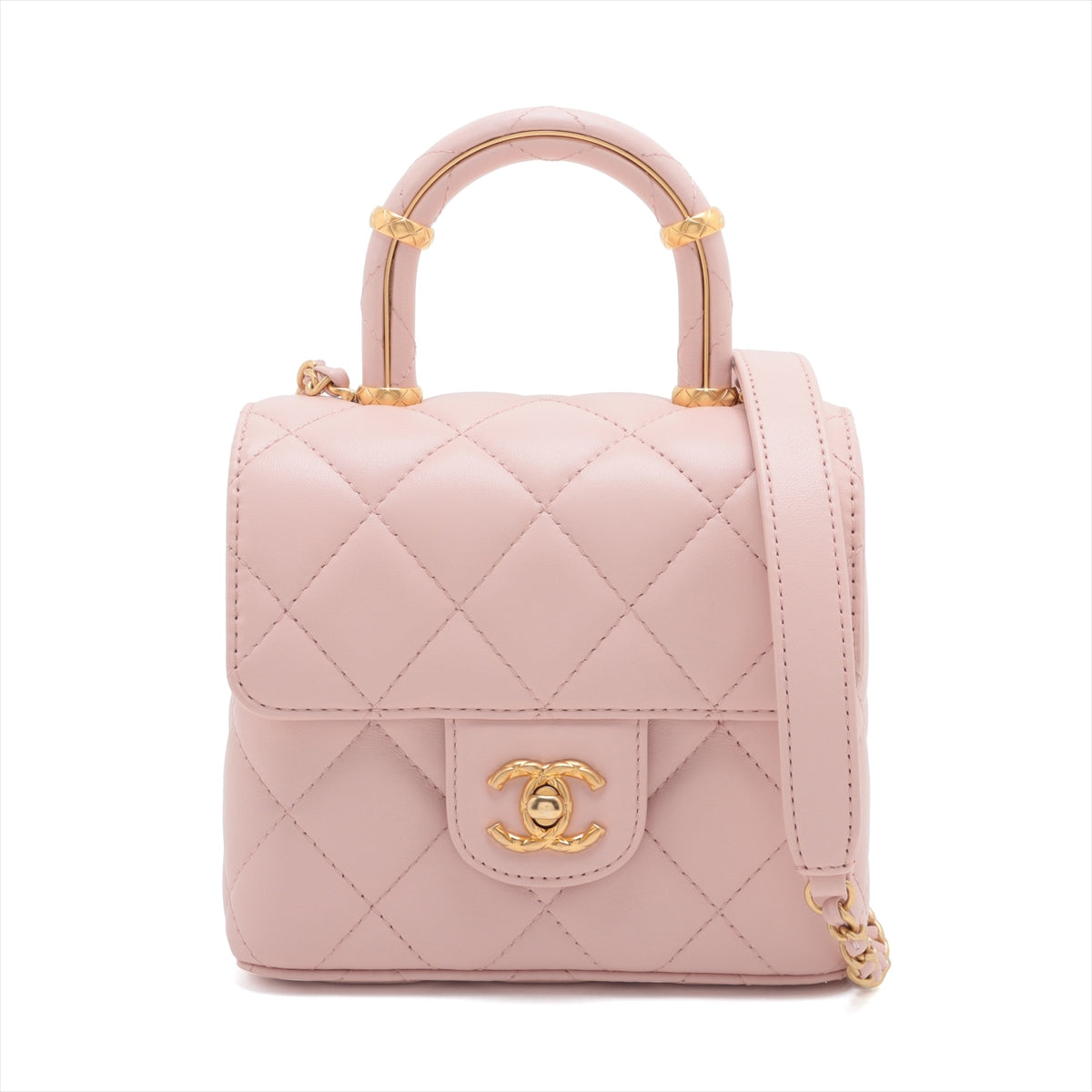 Chanel Matrasse  Chain Shoulder Bag Pink Gold Gold  IC Chip