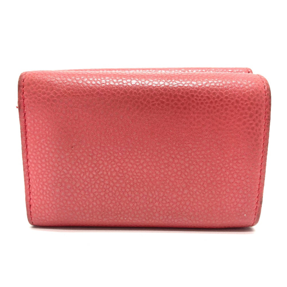 CHANEL Trifold wallet A70796 Caviar skin salmon pink CC COCO Mark W Hook Wallet Small Flap Wallet Women Used