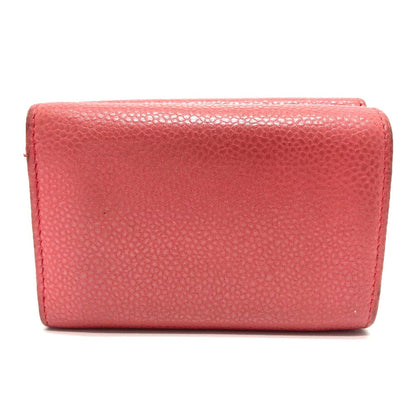 CHANEL Trifold wallet A70796 Caviar skin salmon pink CC COCO Mark W Hook Wallet Small Flap Wallet Women Used