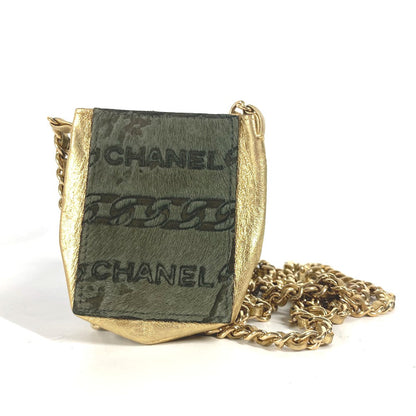 CHANEL Shoulder Bag Leather / Harako khaki bag pochette logo Chain Women Used