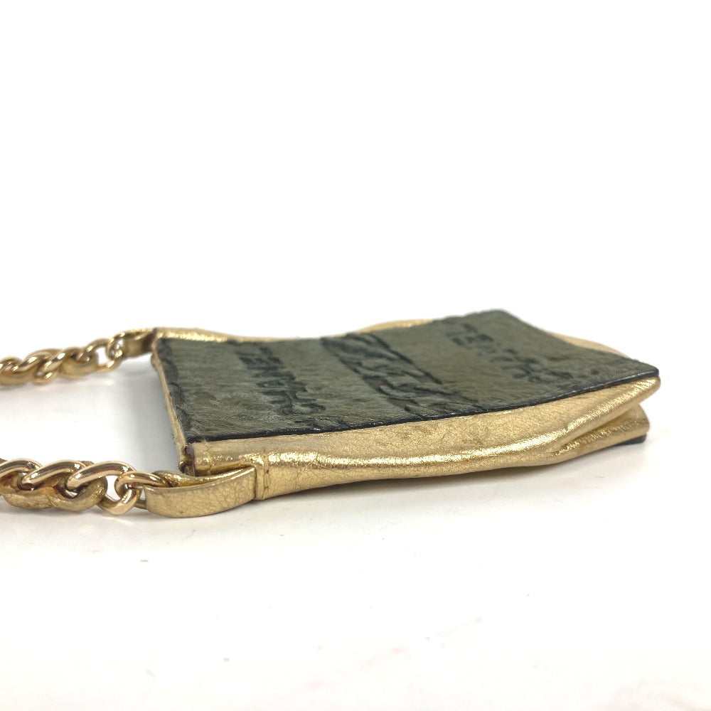 CHANEL Shoulder Bag Leather / Harako khaki bag pochette logo Chain Women Used