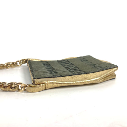 CHANEL Shoulder Bag Leather / Harako khaki bag pochette logo Chain Women Used