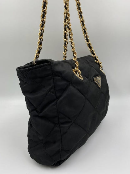 Prada Nylon Shoulder Bag with Chain Handle