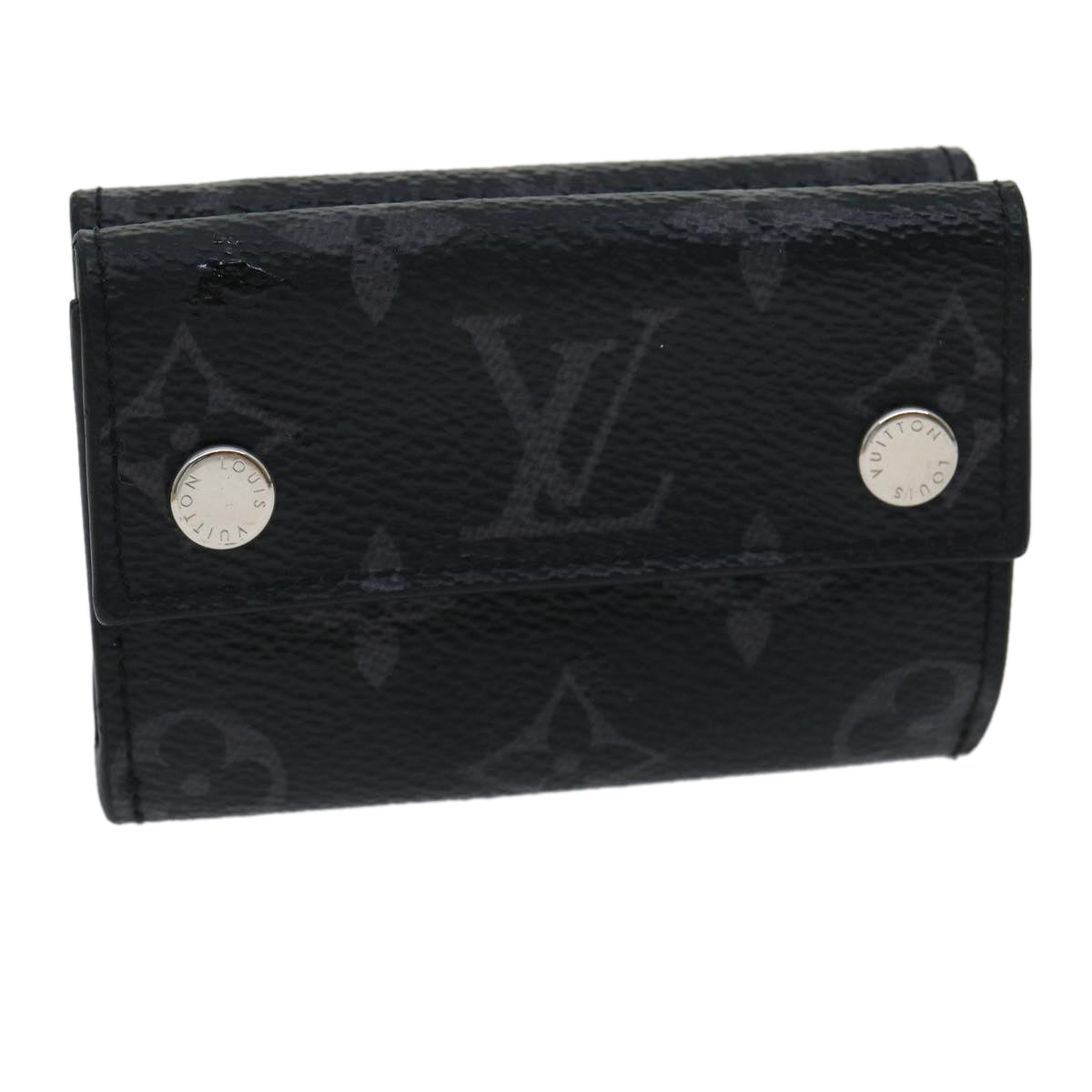 LOUIS VUITTON Monogram Eclipse Discovery compact wallet Wallet M67630 Auth 30813