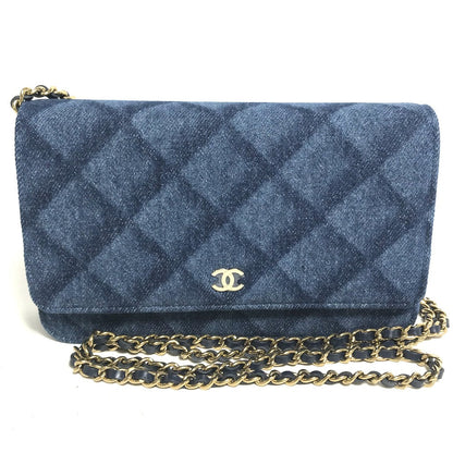 CHANEL Shoulder Bag AP0250 denim blue Long Wallet Purse Chain Bag Matrasse