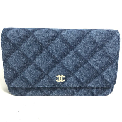 CHANEL Shoulder Bag AP0250 denim blue Long Wallet Purse Chain Bag Matrasse