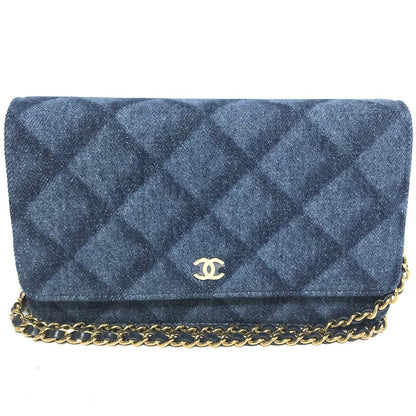 CHANEL Shoulder Bag AP0250 denim blue Long Wallet Purse Chain Bag Matrasse