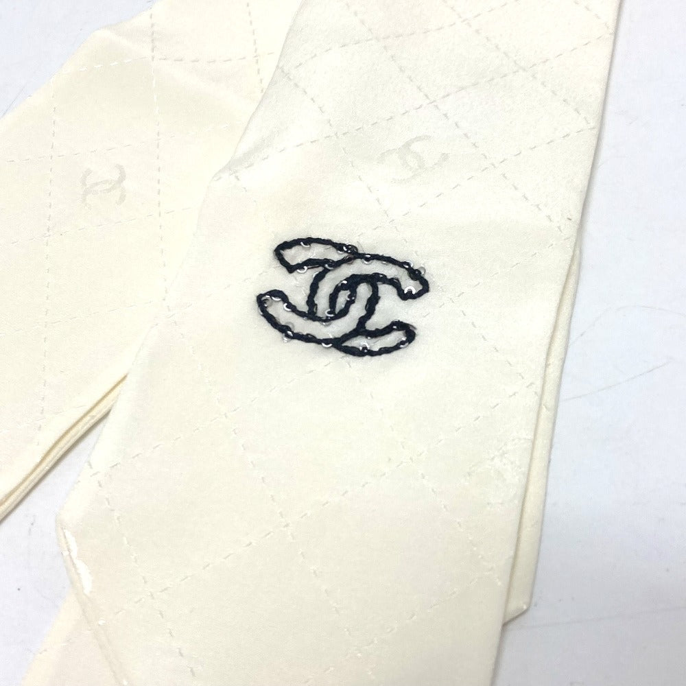 CHANEL scarf silk white COCO Mark Matrasse