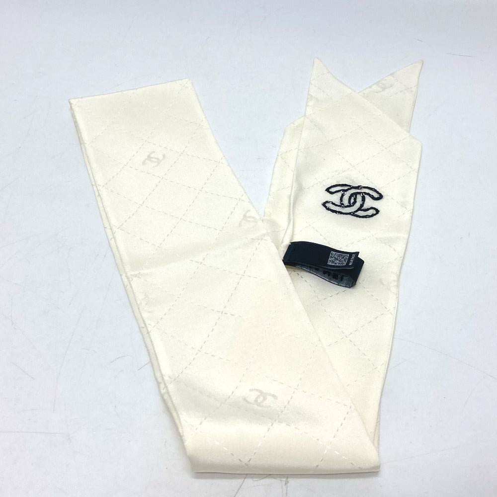CHANEL scarf silk white COCO Mark Matrasse