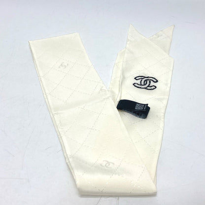 CHANEL scarf silk white COCO Mark Matrasse