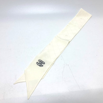 CHANEL scarf silk white COCO Mark Matrasse