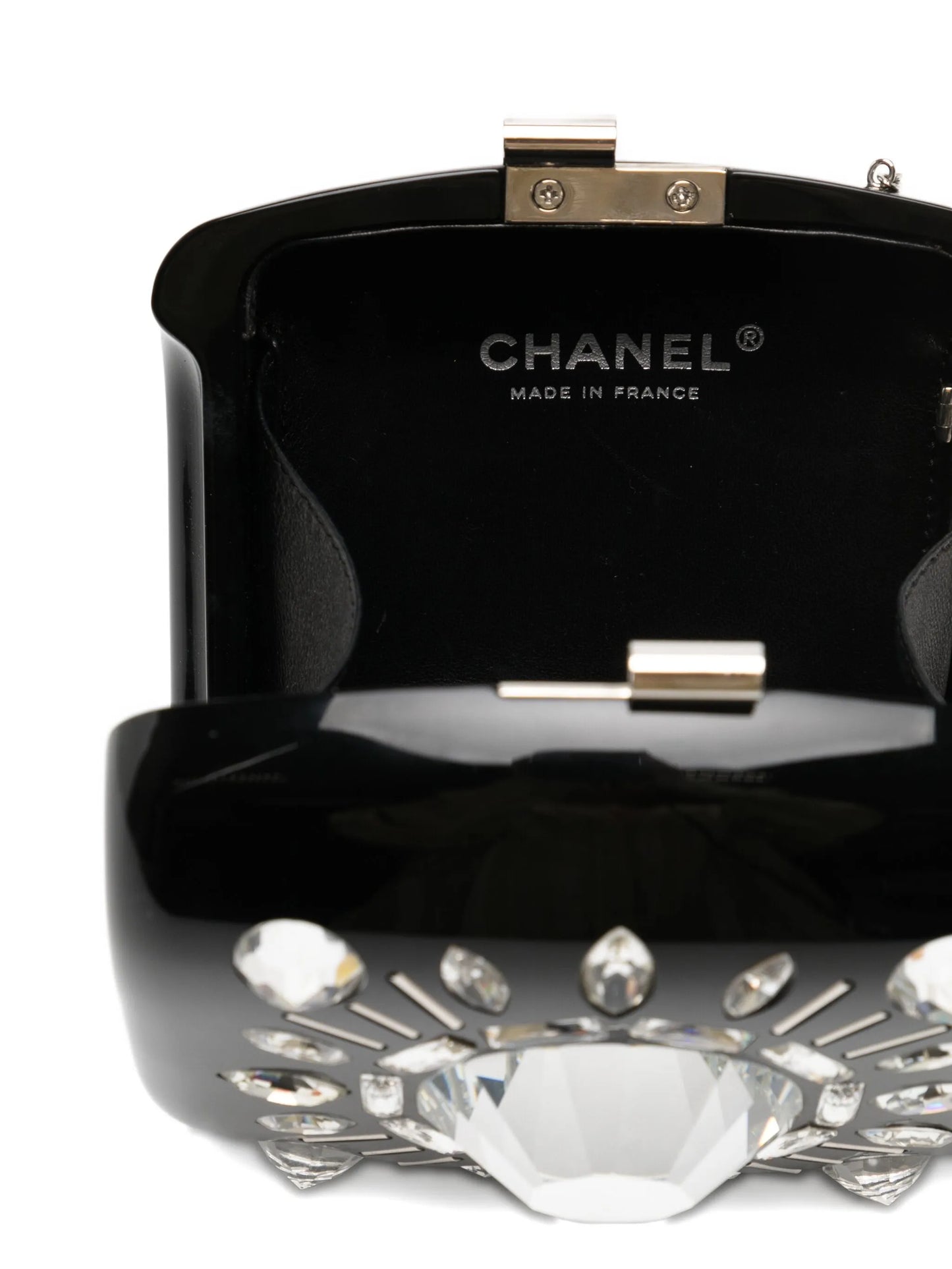 Jewel Black Resin Minaudière Clutch