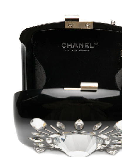 Jewel Black Resin Minaudière Clutch