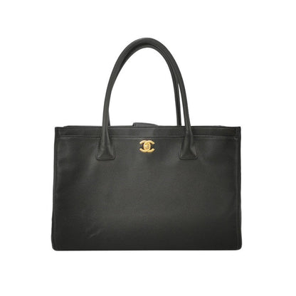 Chanel Cerf Executive Black Caviar Leather Handbag Gold Hardware