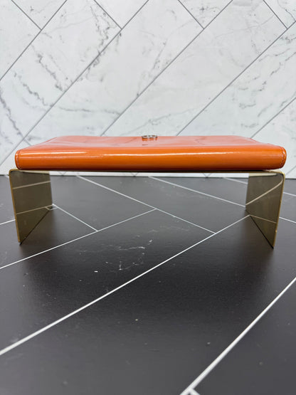 Chanel Orange Patent Leather Long Wallet