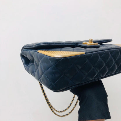 Studded Rock the Corners Flap Bag in Dark Blue