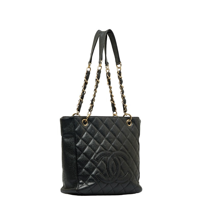 Chanel Cocomark Mattress PT Tortoise Chain Handbag Black Gold Caviar S  CHANEL