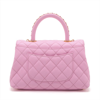 Chanel Coco Handle 24 XS Caviar S 2WAY Handbag Pink Gold  A92990