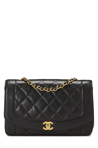 Chanel,  Black Quilted Lambskin Diana Flap Medium, Black
