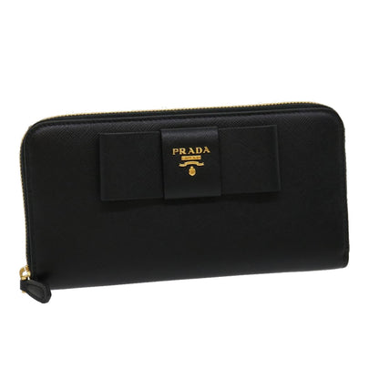 Prada Ribbon Long Wallet Safiano Leather Black  31055A