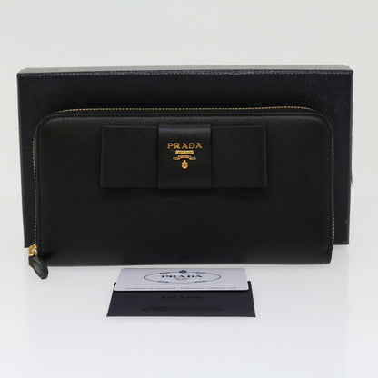 Prada Ribbon Long Wallet Safiano Leather Black  31055A