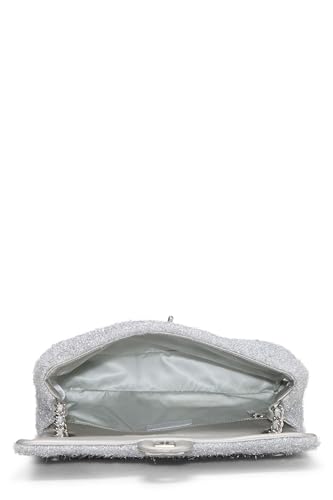 Chanel,  Silver Knit Pluto Glitter Classic Flap Medium, Silver