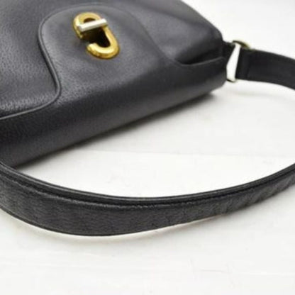 Vintage RARE Mod Buttery Soft Black Leather Gold
