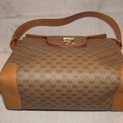 Vintage Rare! Gucci Brown  Small G Coated Canvas