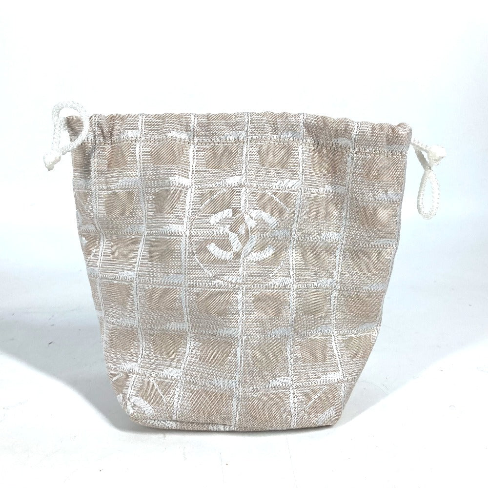 CHANEL Pouch Nylon beige New travel line Drawstring pouch