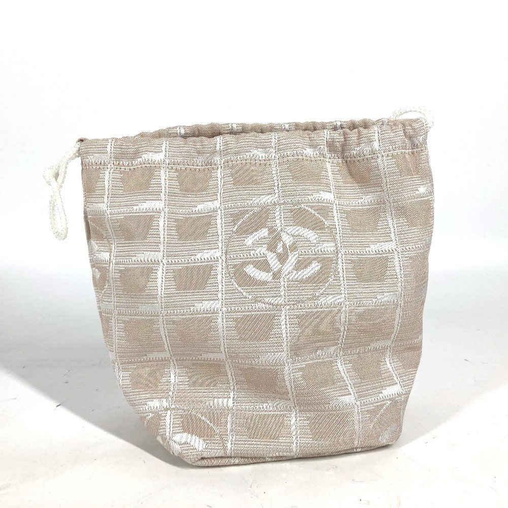 CHANEL Pouch Nylon beige New travel line Drawstring pouch