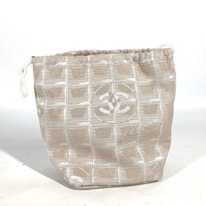 CHANEL Pouch Nylon beige New travel line Drawstring pouch