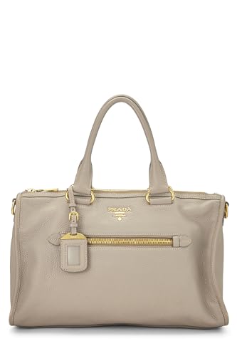 Prada,  Beige Vitello Daino Convertible Tote Medium, Grey