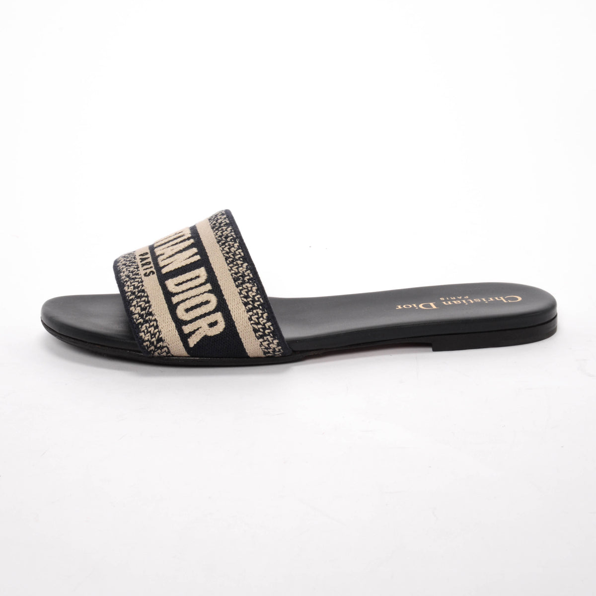 Dior Deep Blue Embroidered Canvas DWay Slides 39