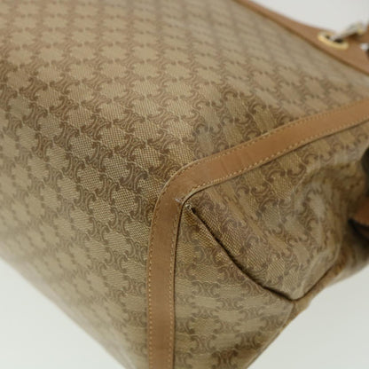 Celine Macadam Canvas Hand Bag PVC Leather Beige  31582