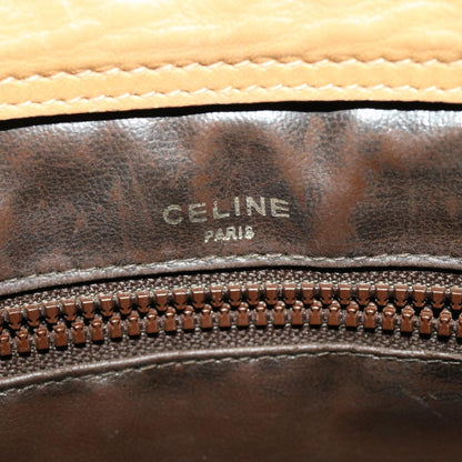 Celine Macadam Canvas Hand Bag PVC Leather Beige  31582