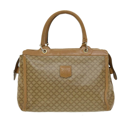 Celine Macadam Canvas Hand Bag PVC Leather Beige  31582