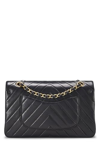 Chanel,  Black Chevron Lambskin Classic Double Flap Medium, Black