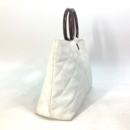 CHANEL Handbag Caviar skin white Matrasse quilting CC COCO Mark Women Used