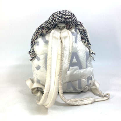 CHANEL Backpack A91933 Nylon, Tweed white fringed bag Doudone Women Used